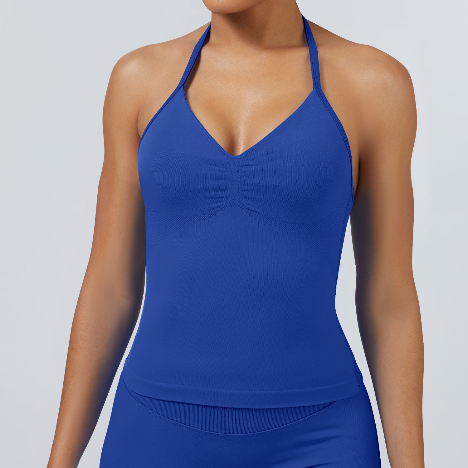 Seamless Halter Yoga Tank Top Matte Nylon with Pads
