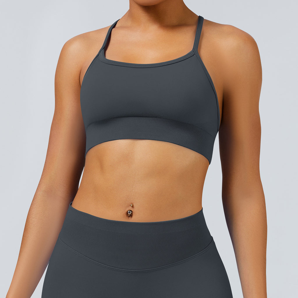 Seamless Cross Back Gym Bra for Women High Impact Fitness