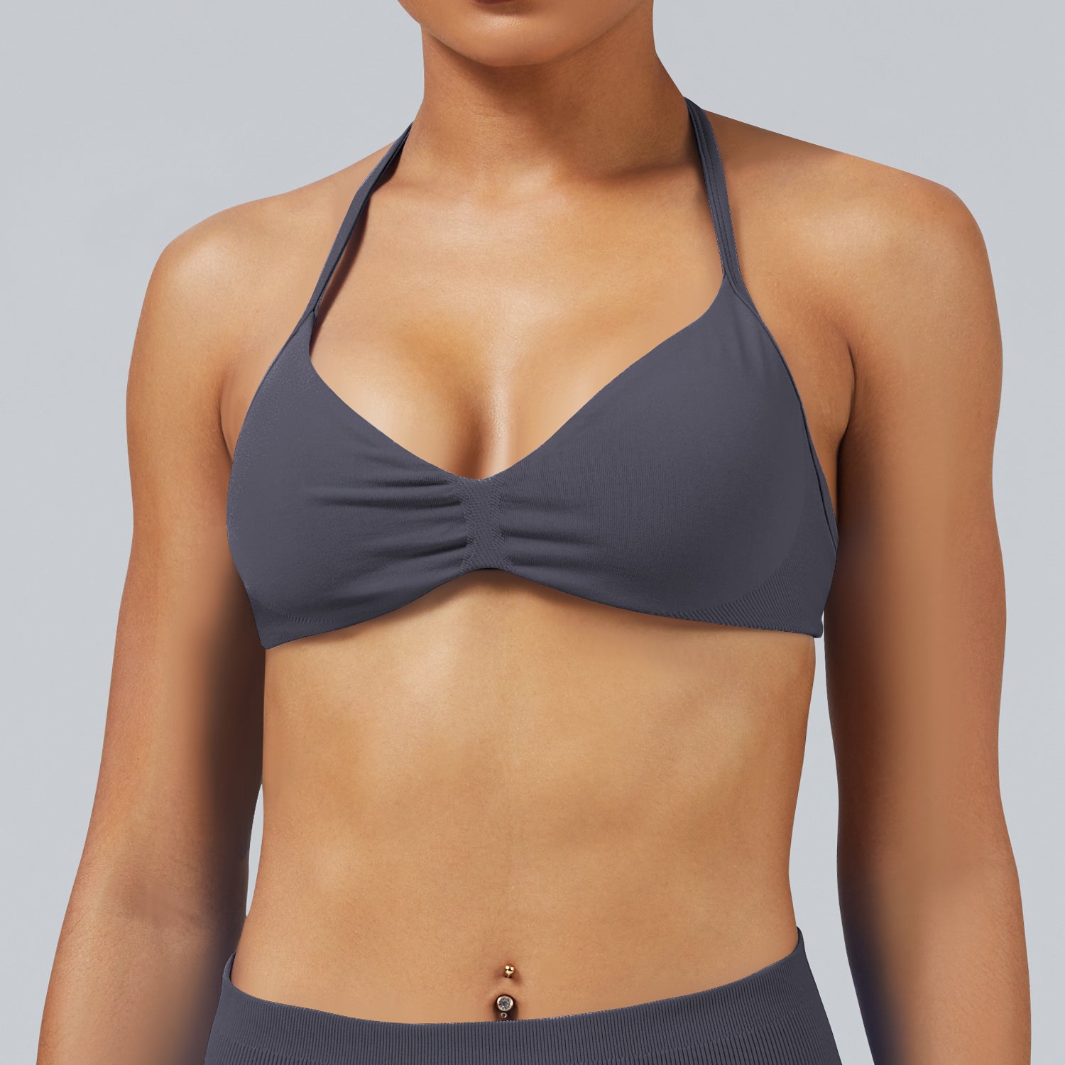 Matte Seamless Halter Neck Sports Bra Comfortable Yoga Top