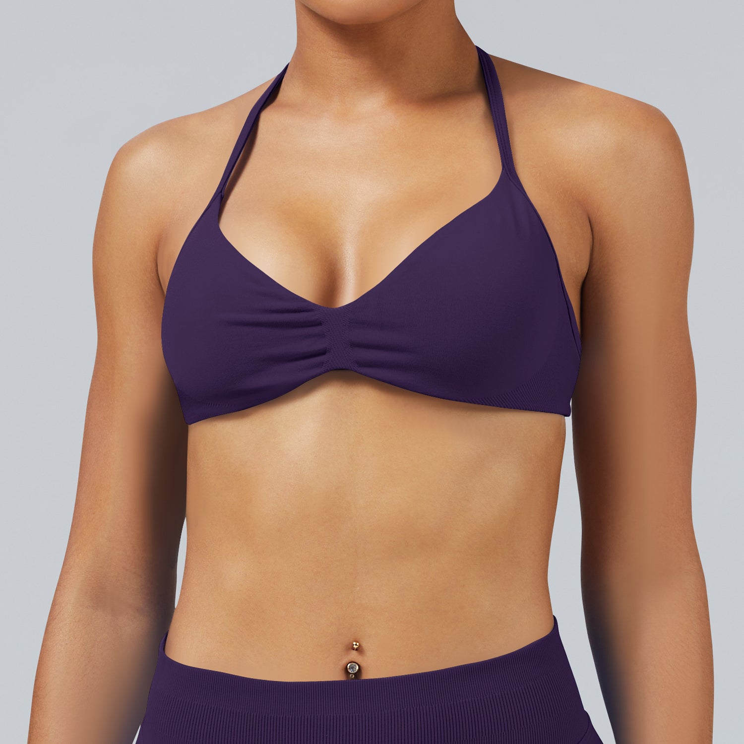 Seamless Halter Yoga Sports Bra High Support for Women