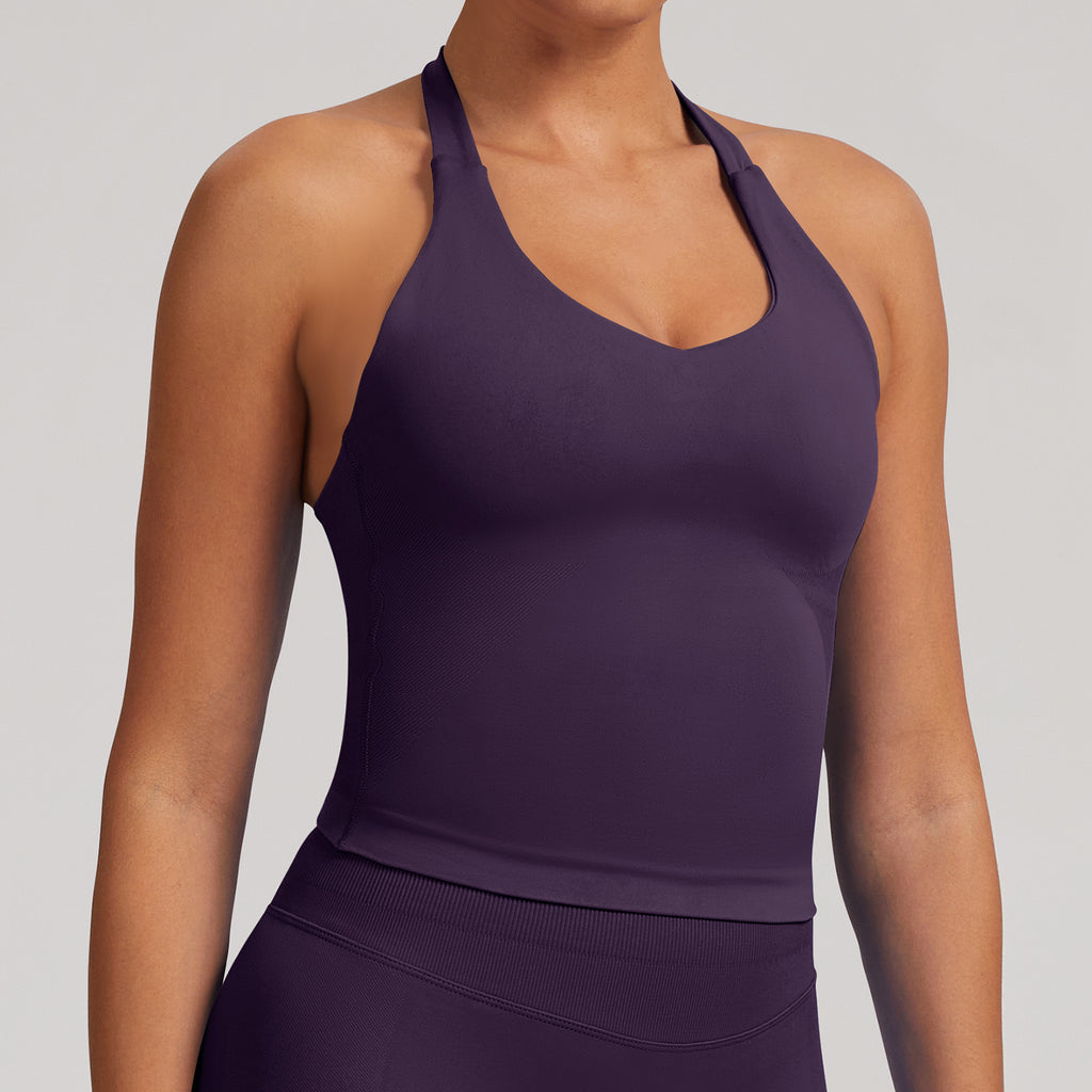 Built In Bra Seamless Sports Tank Top Women Gym Wear