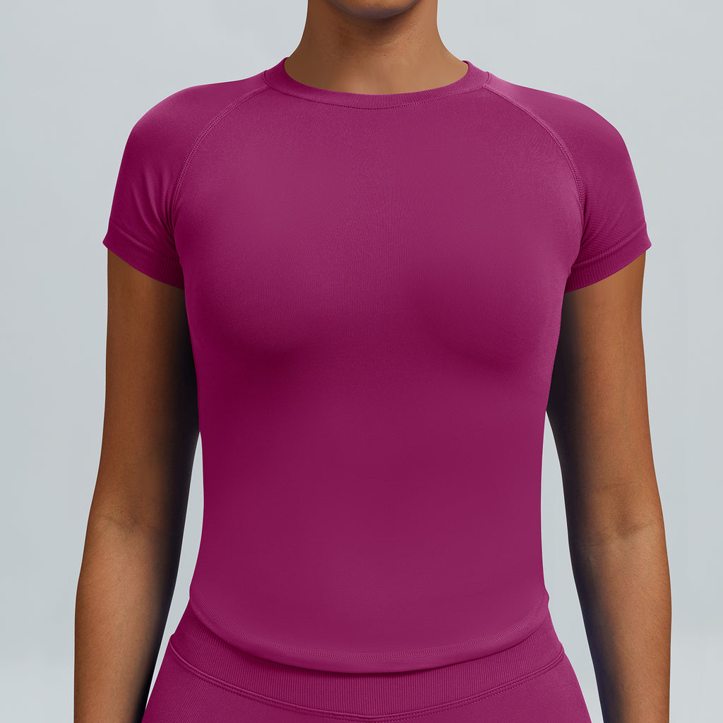 Women’s Seamless Yoga T Shirt Short Sleeve High Elastic Gym Top