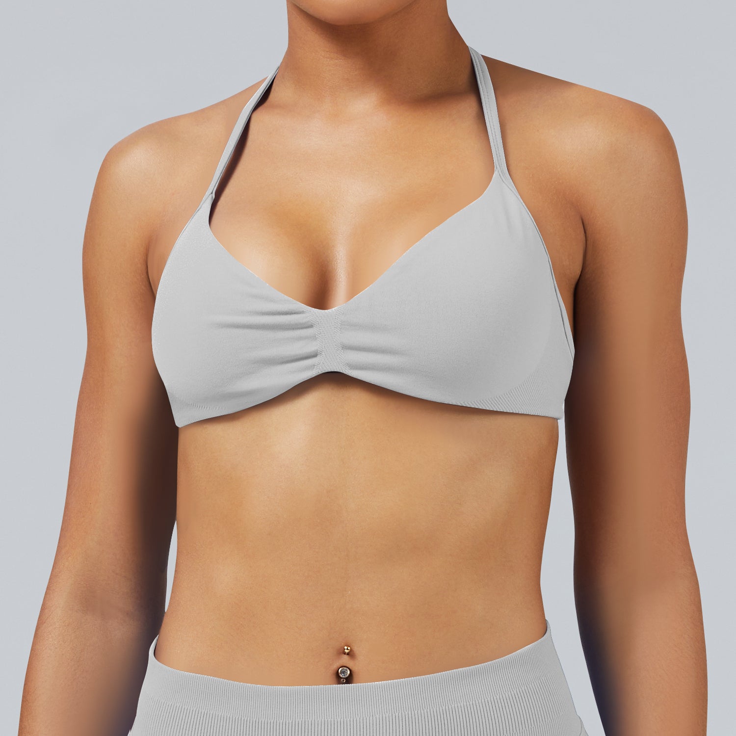 Seamless Halter Yoga Sports Bra Stretchy Backless Top Women