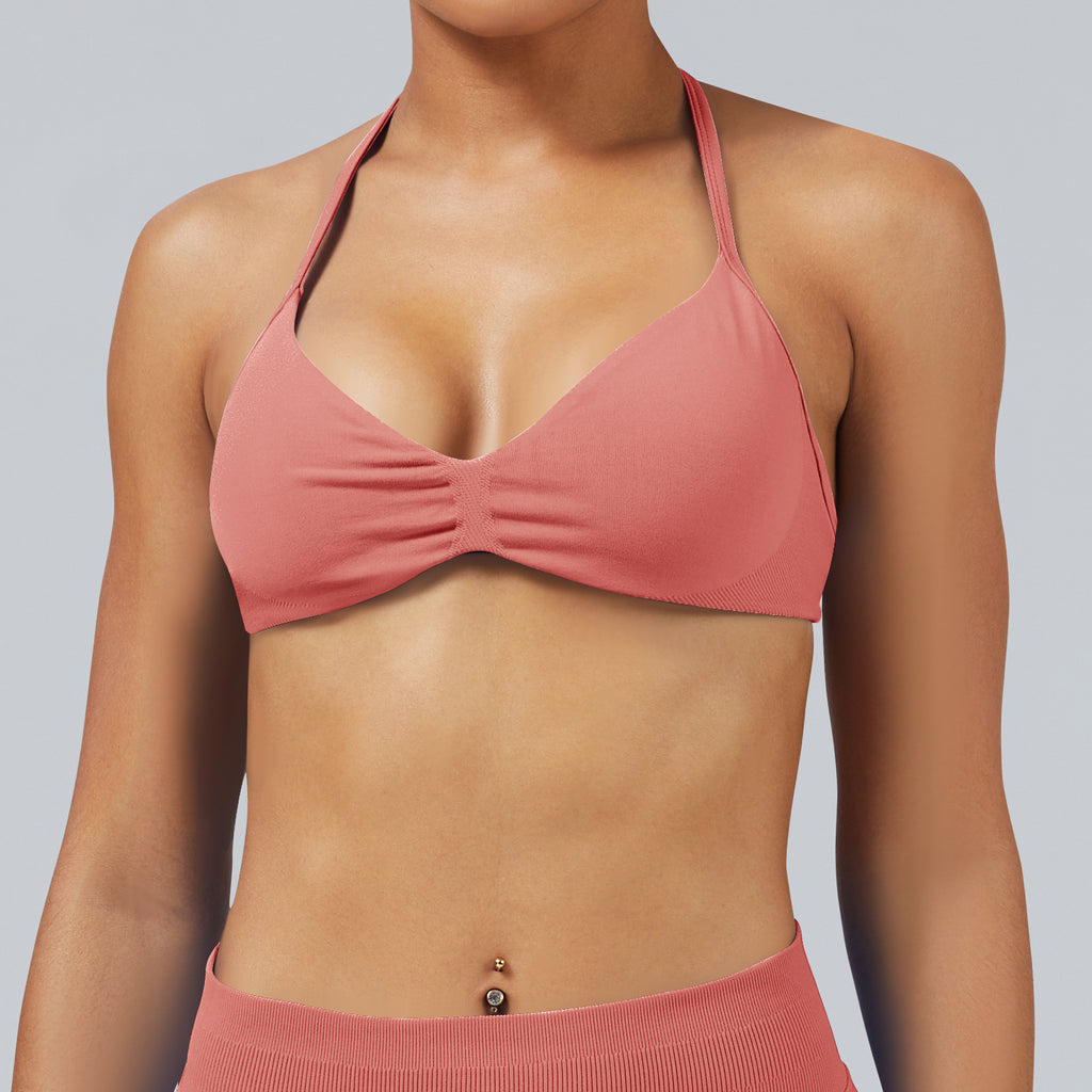 활동적인 여성을 위한 홀터넥 심리스 스포츠 브라 요가 탑