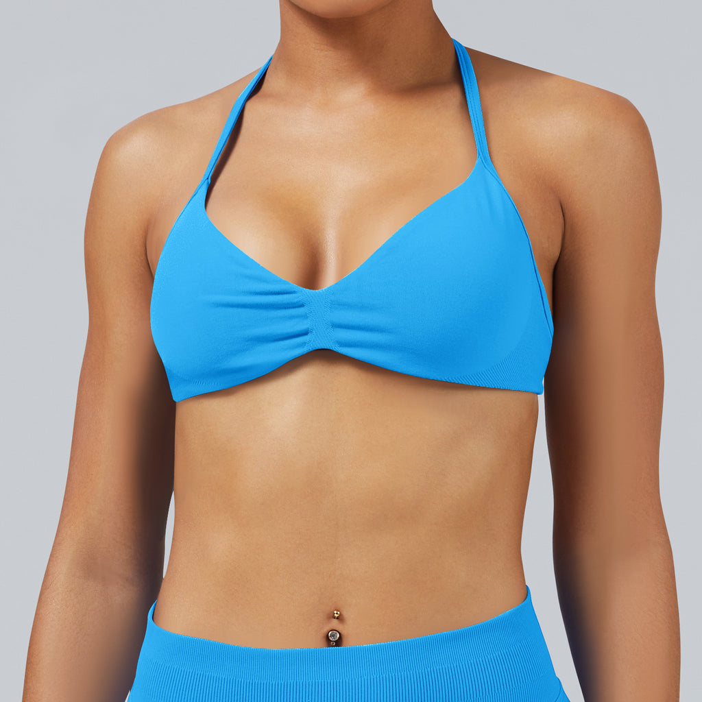 Seamless Matte Halter Yoga Sports Bra High Stretch