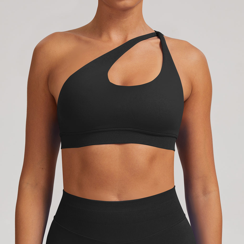 Ladies One Shoulder Backless Sports Bra High Impact Activewear