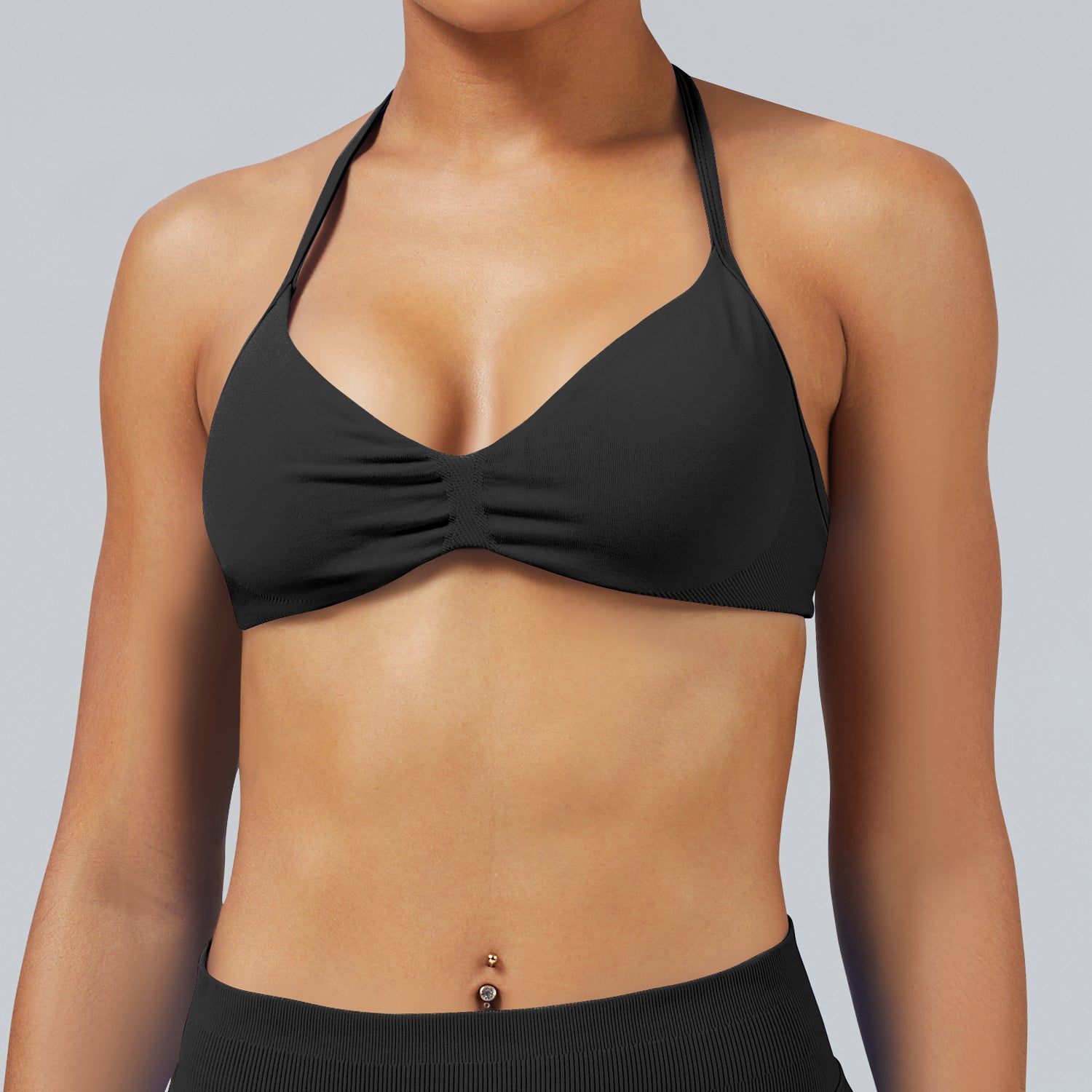 Seamless Halter Yoga Sports Bra Backless Design Women