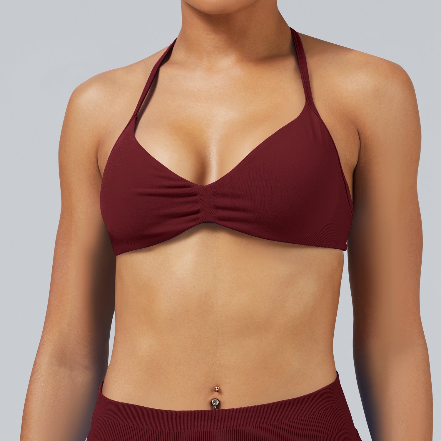 Matte Seamless Halter Sports Bra Quick Dry Yoga Bra