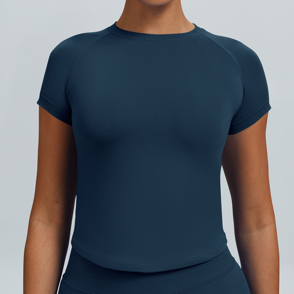 Seamless Short Sleeve Sports T Shirt Women Slim Fit Workout Top