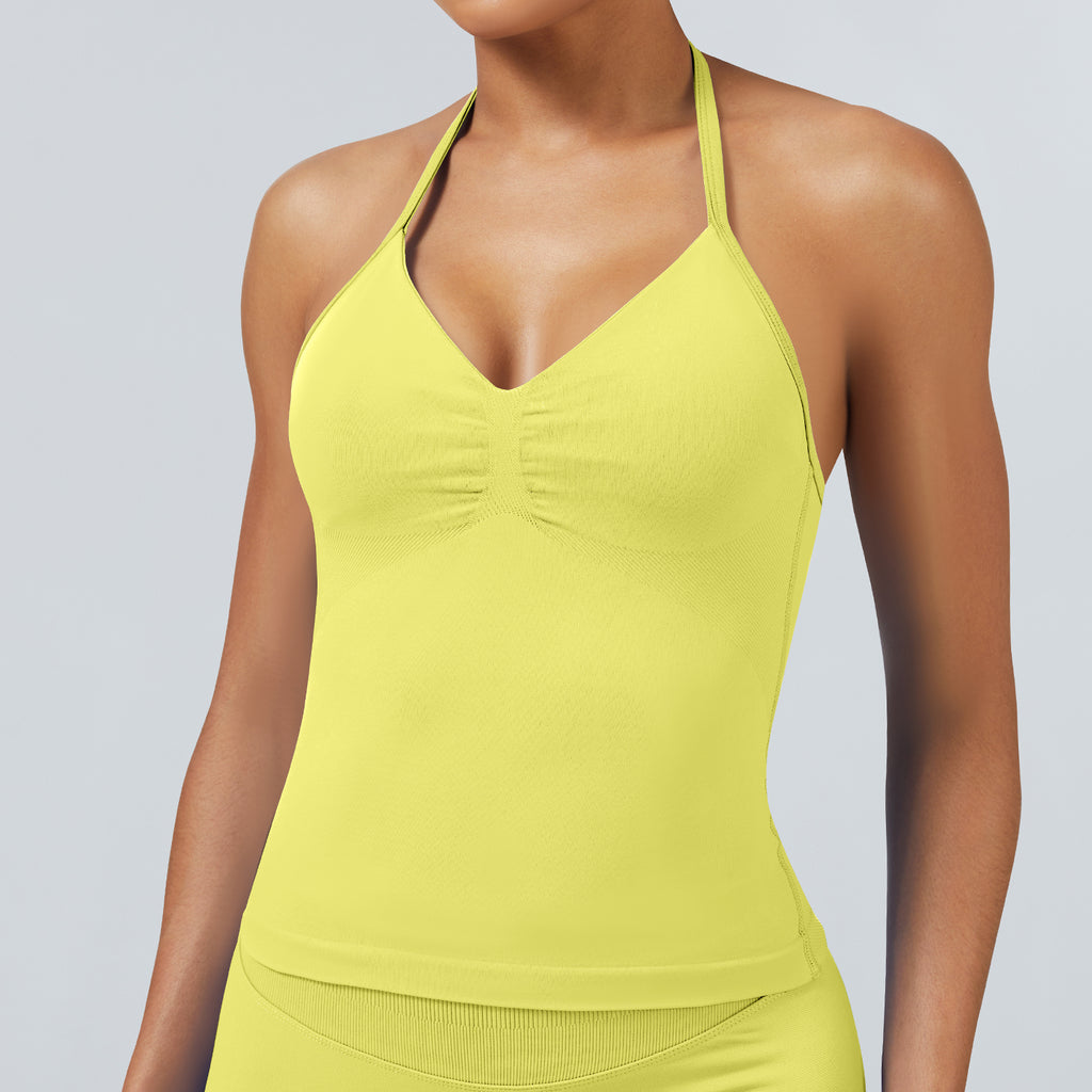 Slim Fit Seamless Halter Back Yoga Tank with Padding