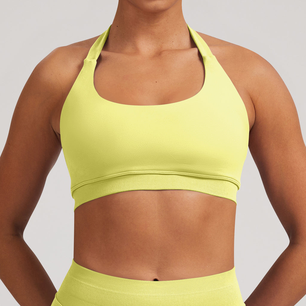 Seamless Halter Sports Bra Women Backless Yoga Top