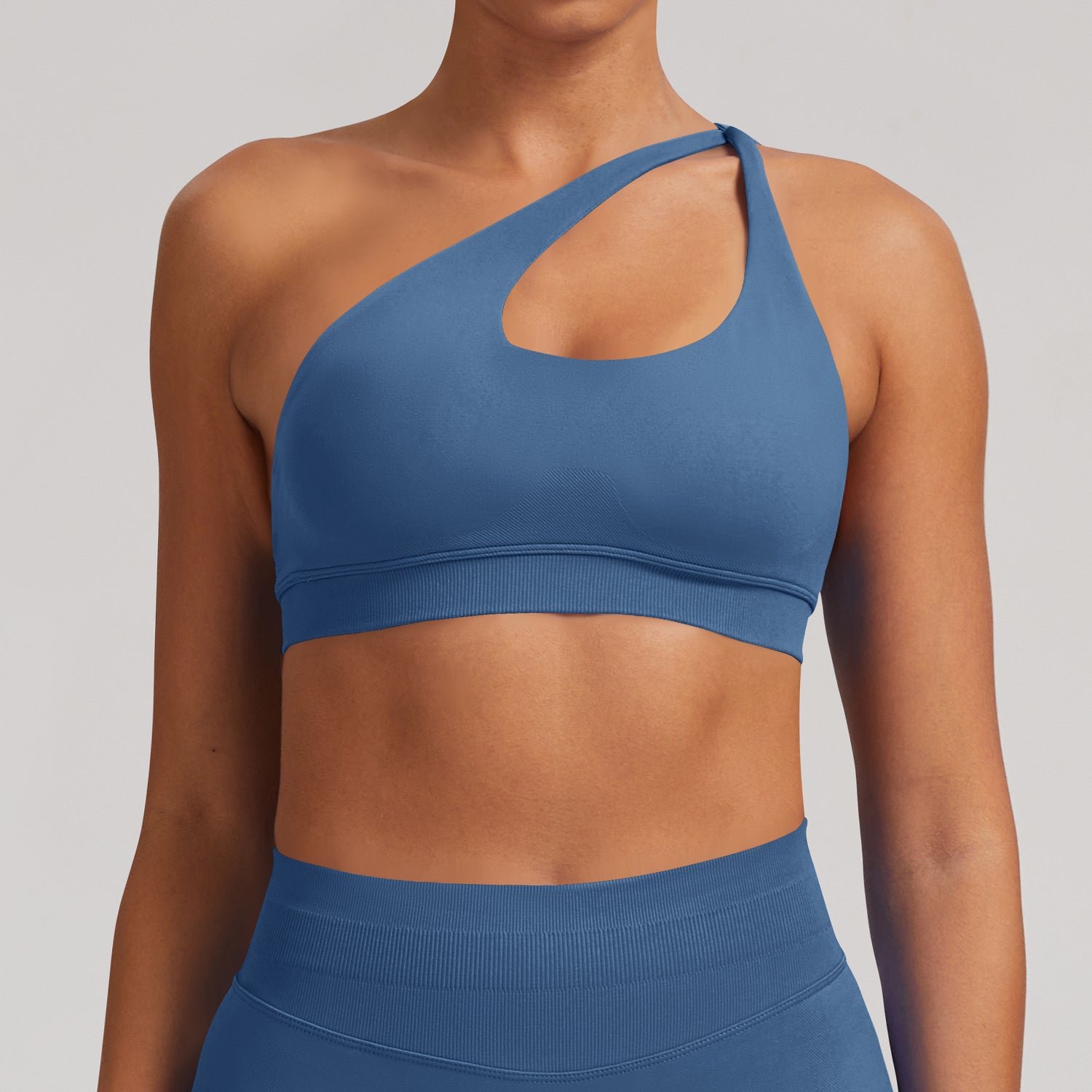 Stylish Backless One Shoulder Sports Bra Seamless Exercise Bra