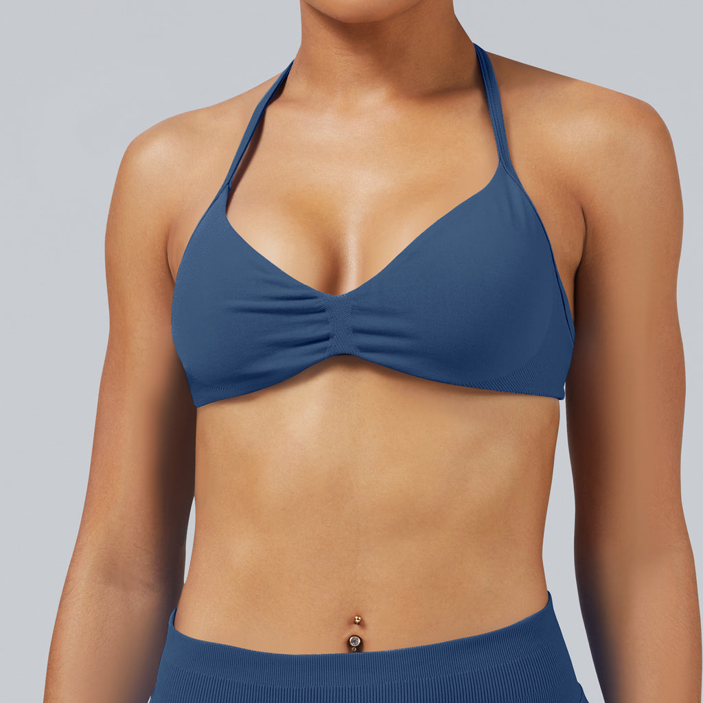 Seamless Matte Halter Yoga Sports Bra Back Support Women