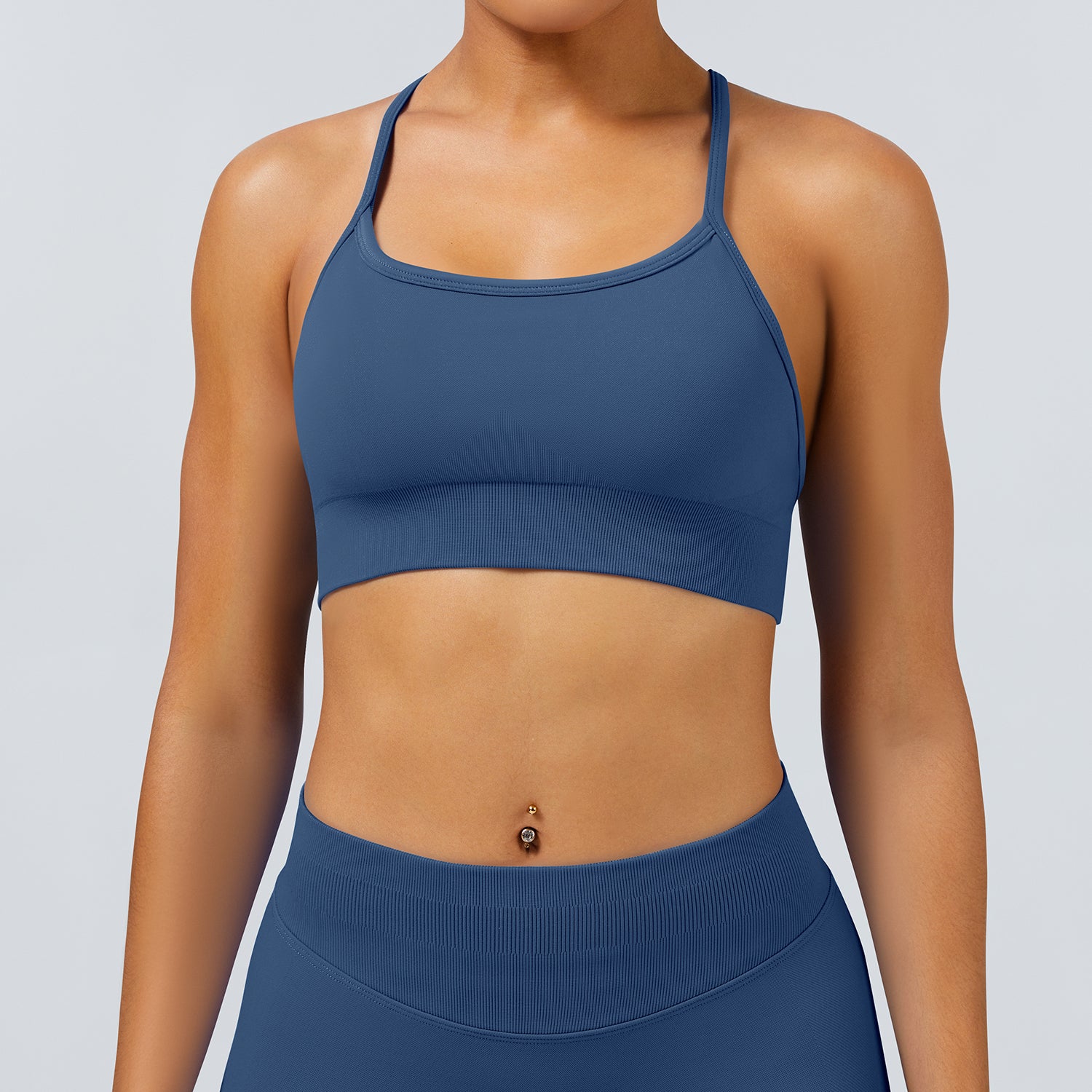 Cross Strap Seamless Sports Bra for Running Fitness Training