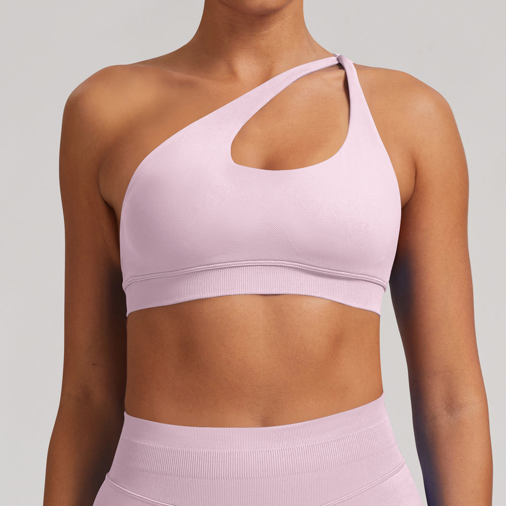 Women’s Backless One Shoulder Workout Bra High Impact Yoga Top