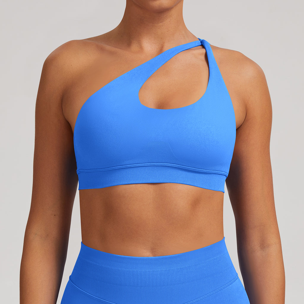 Shockproof Yoga Sports Bra One Shoulder Backless Fitness Top