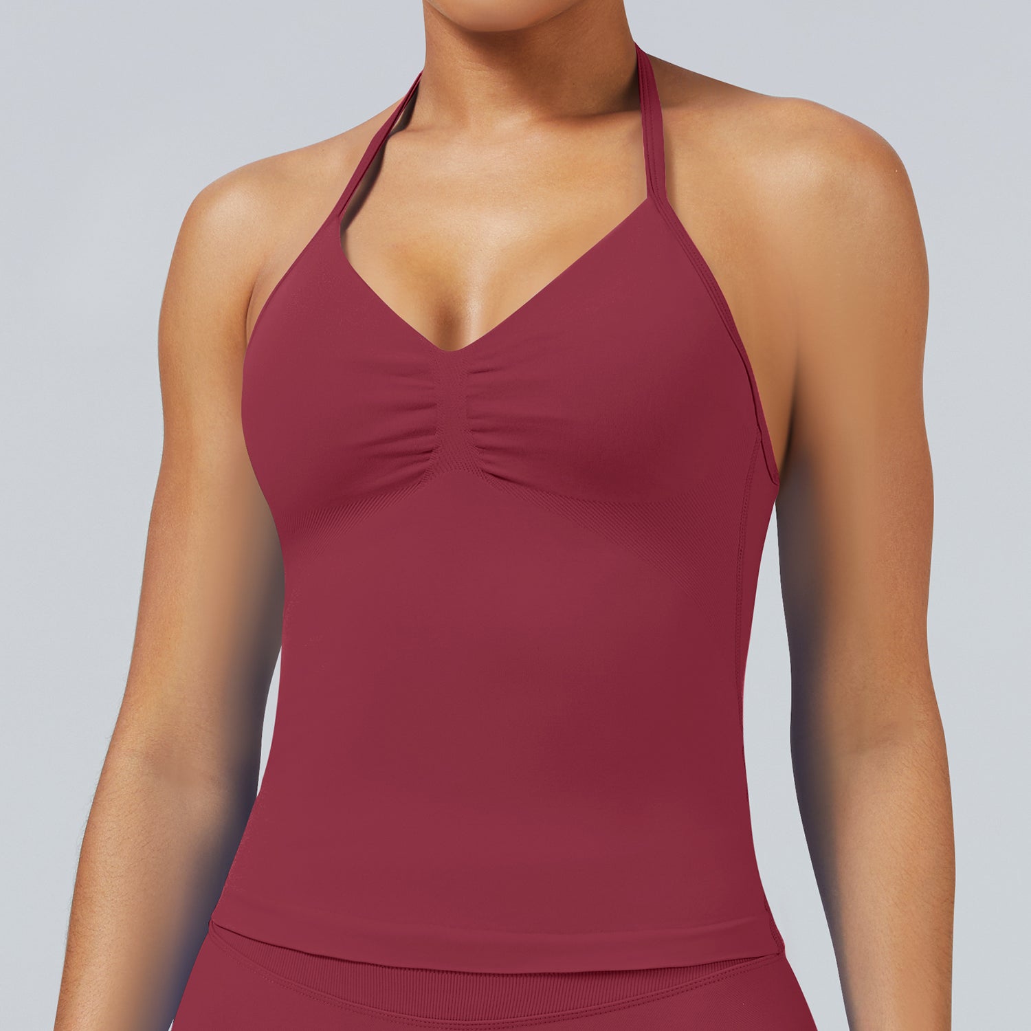Halter Neck Seamless Yoga Top with Built-in Bra Pads