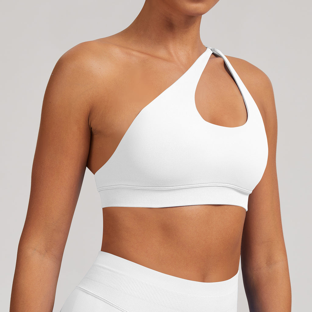 High Elastic One Shoulder Backless Sports Bra Seamless Yoga Bra