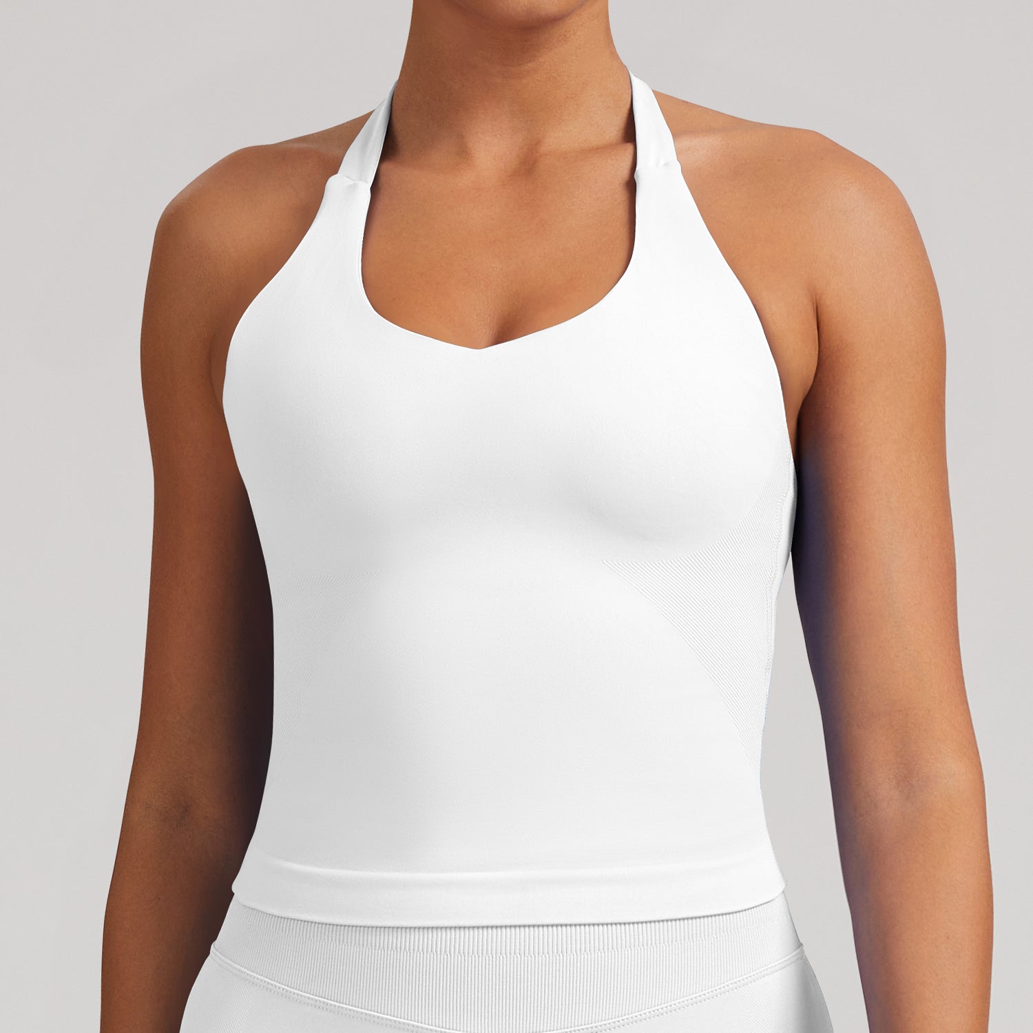 Seamless Yoga Tank Top with Built In Bra Women Halter Neck