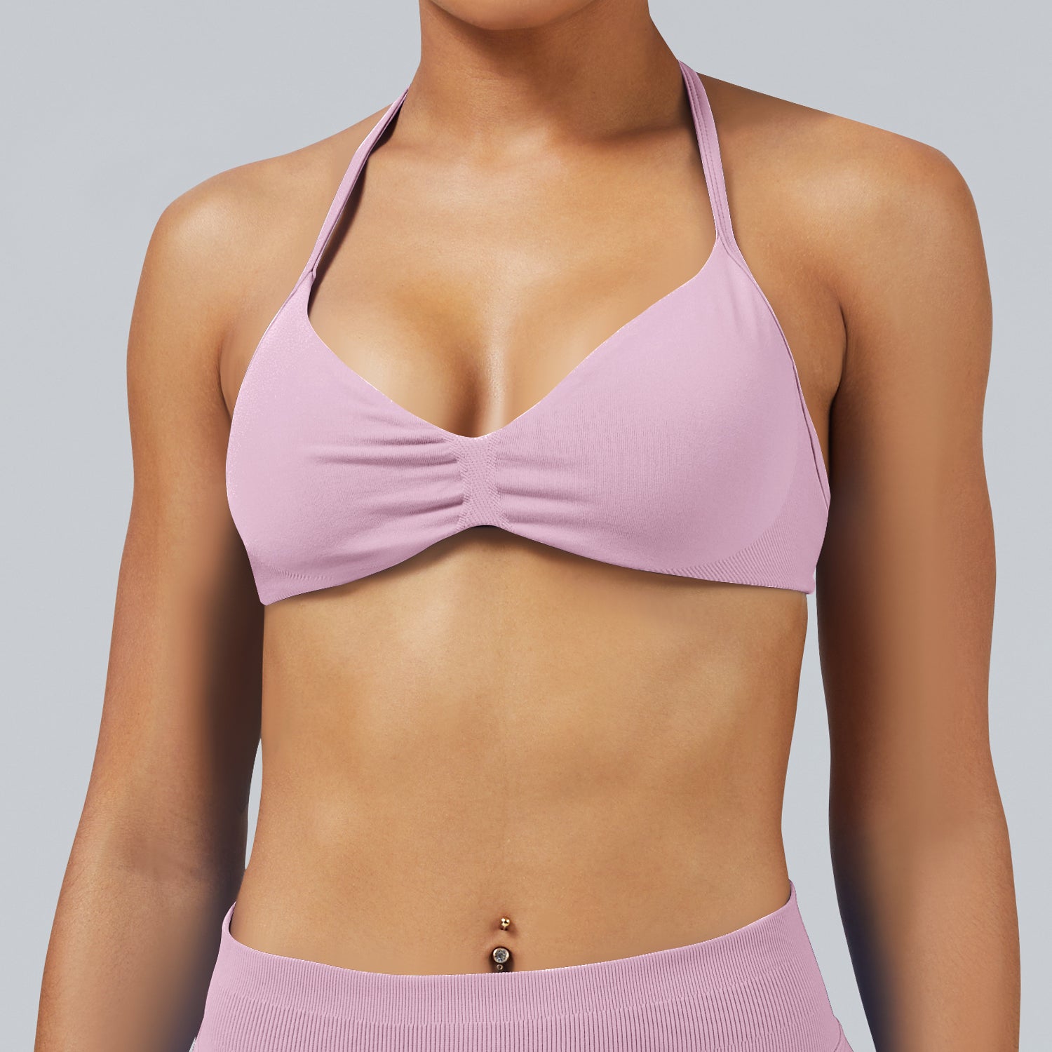 Matte Seamless Halter Back Yoga Sports Bra Women