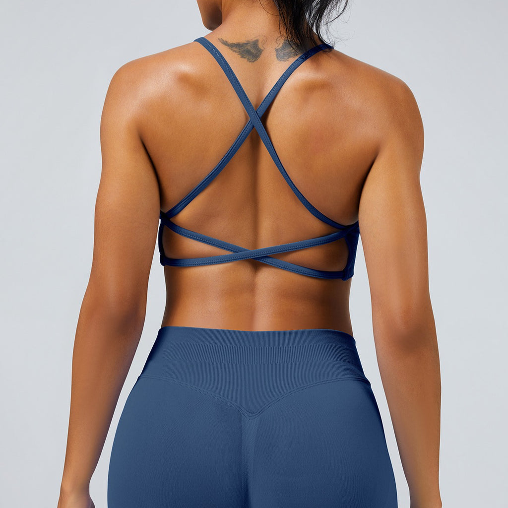 Cross Strap Seamless Sports Bra for Running Fitness Training