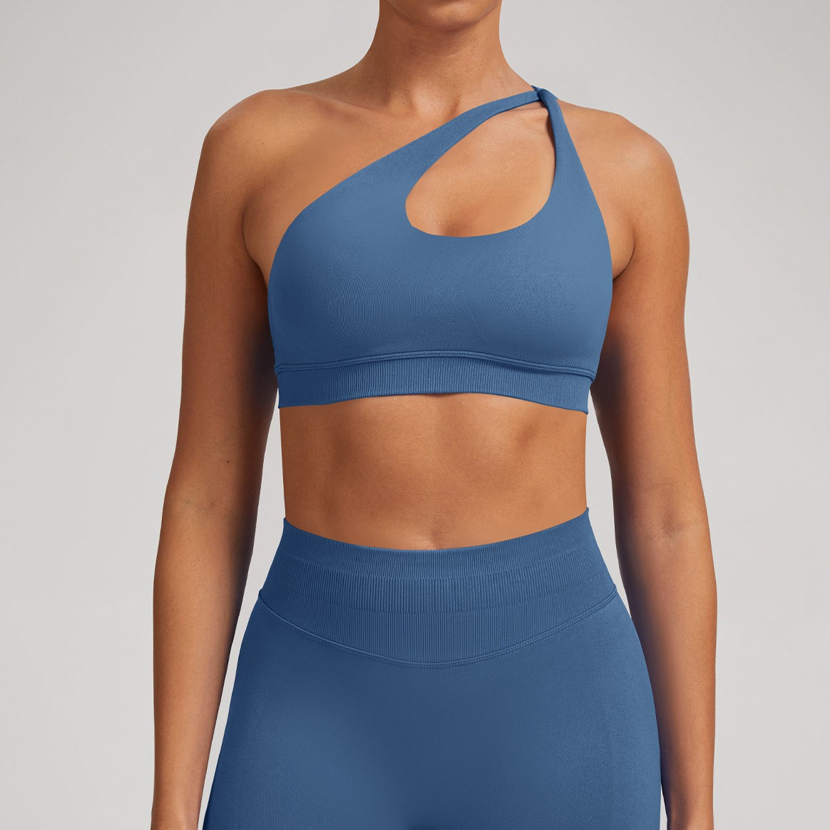 Stylish Backless One Shoulder Sports Bra Seamless Exercise Bra