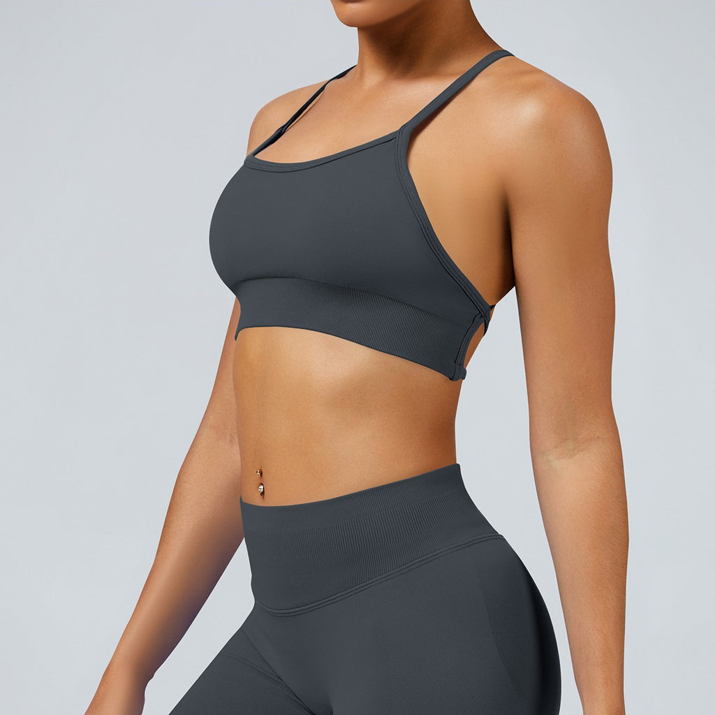 Seamless Cross Back Gym Bra for Women High Impact Fitness