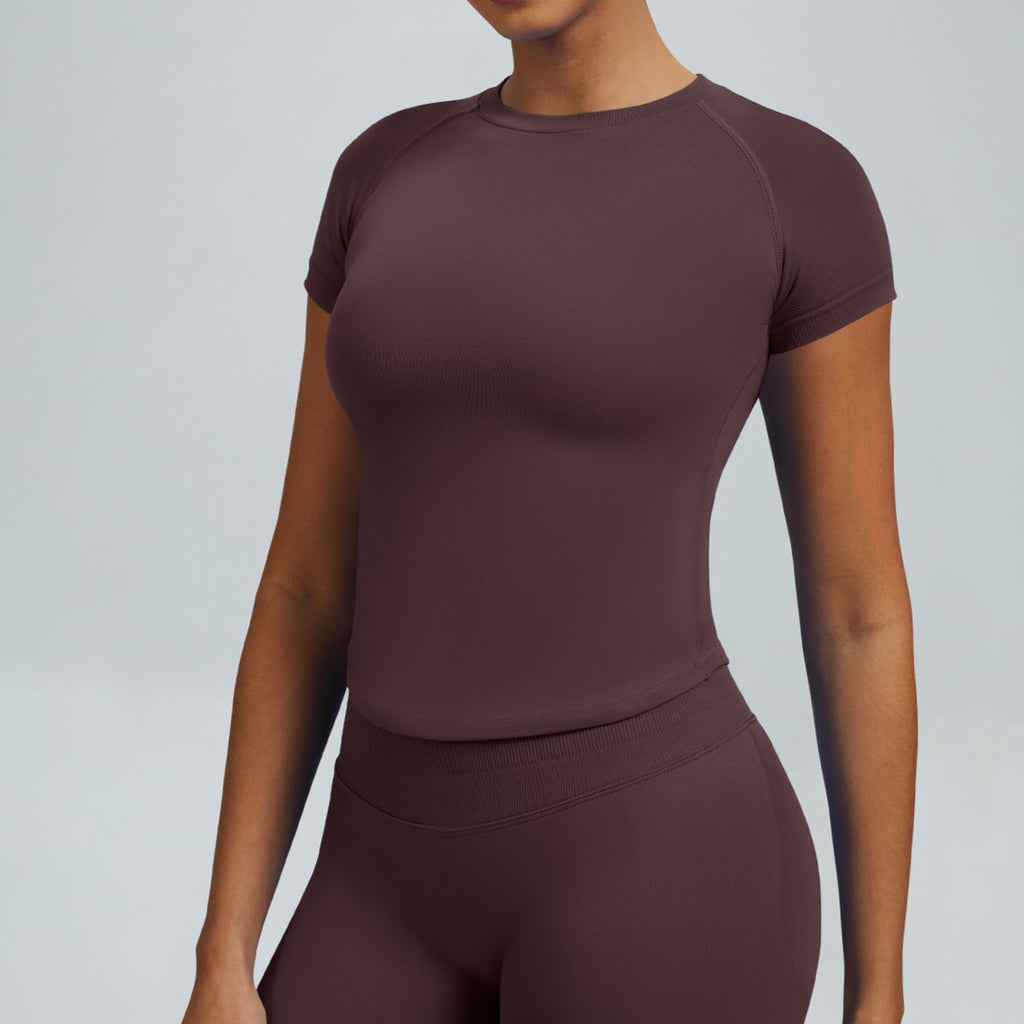 Moisture Wicking Seamless Yoga Top Women Tight Sports T Shirt