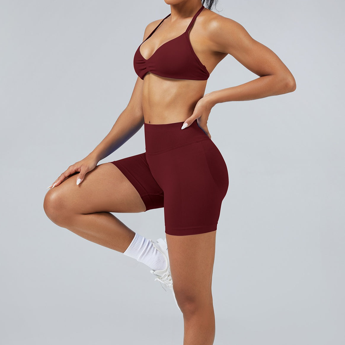 Matte Seamless Halter Sports Bra Quick Dry Yoga Bra