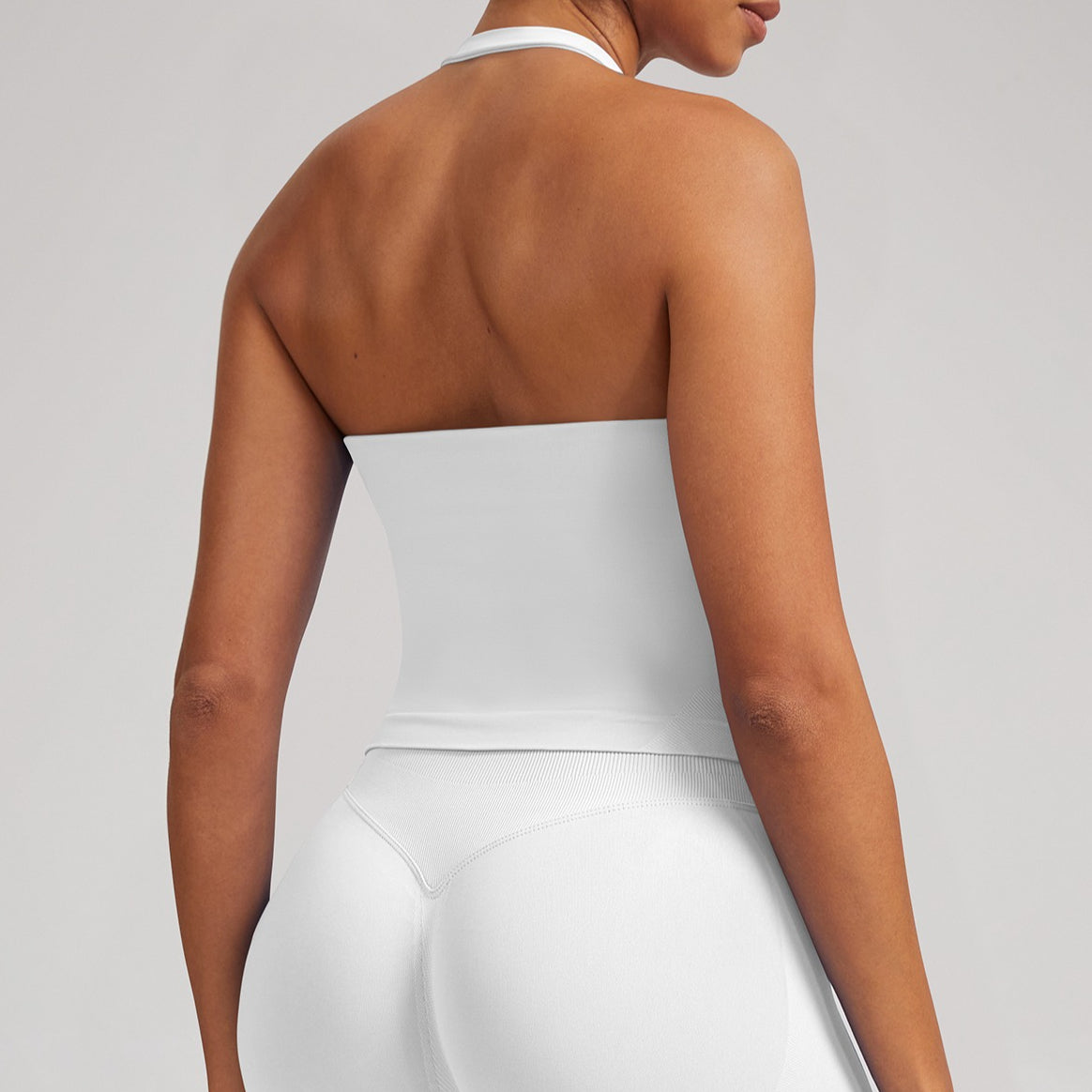 Seamless Yoga Tank Top with Built In Bra Women Halter Neck