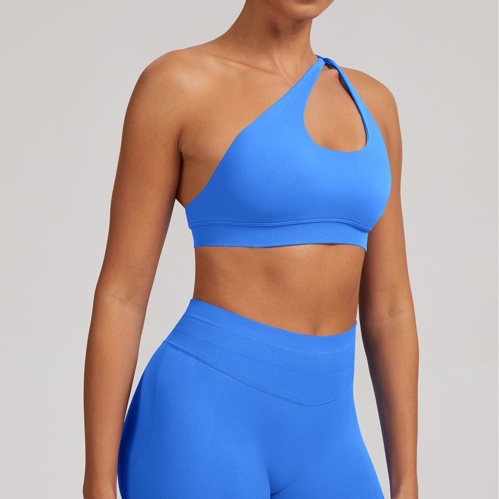 Shockproof Yoga Sports Bra One Shoulder Backless Fitness Top