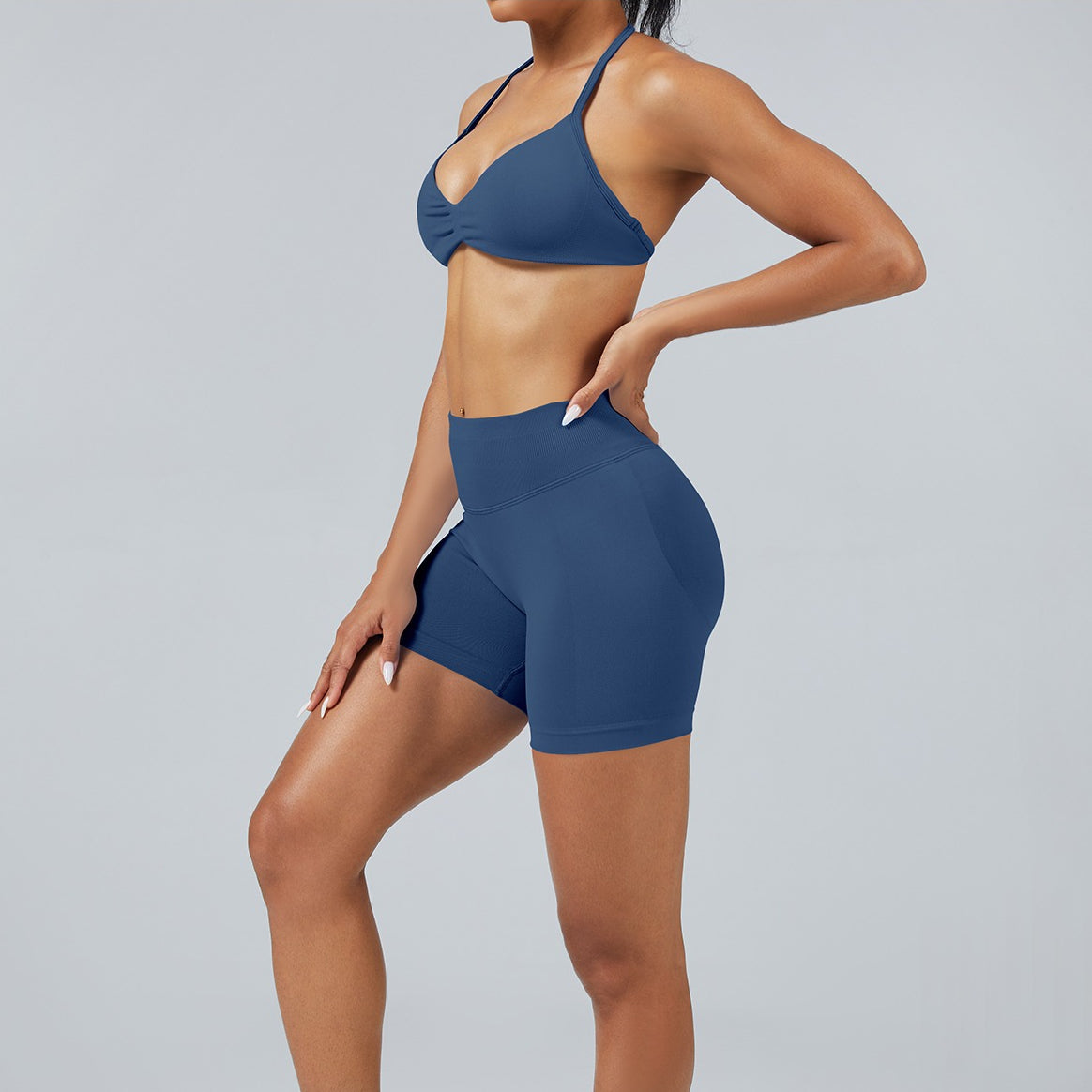 Seamless Matte Halter Yoga Sports Bra Back Support Women