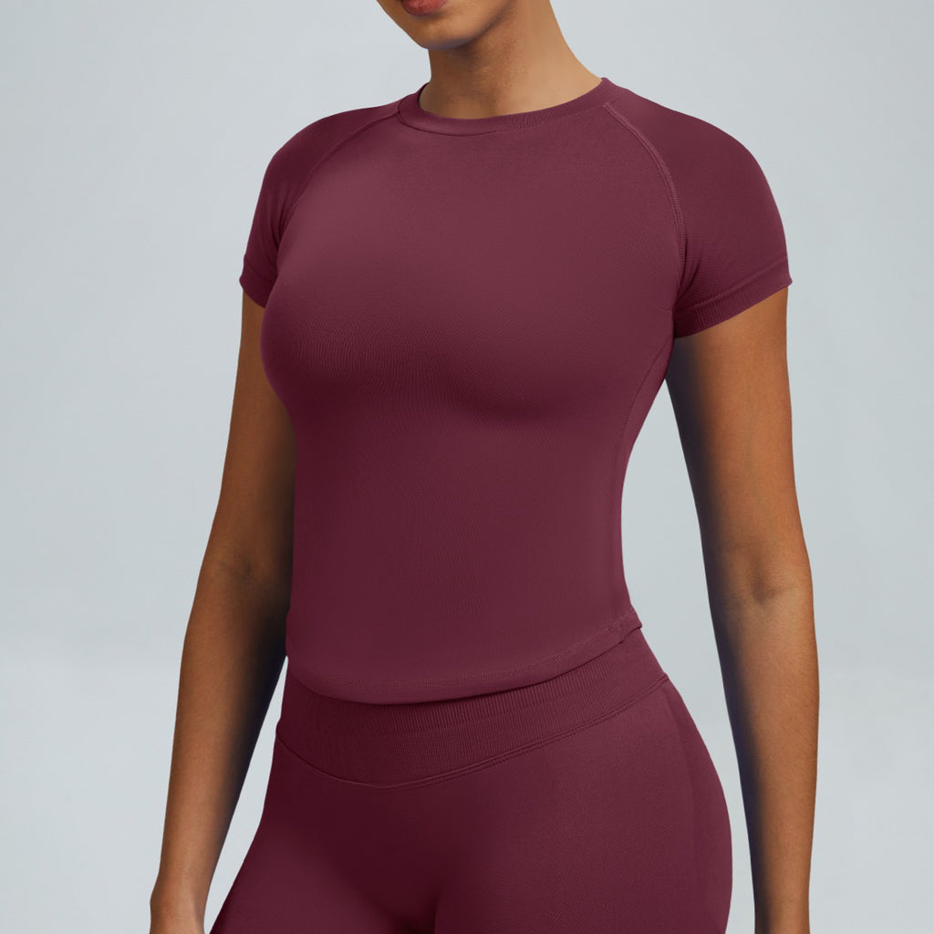 Breathable Seamless Yoga T Shirt Women Tight Fit Gym Top