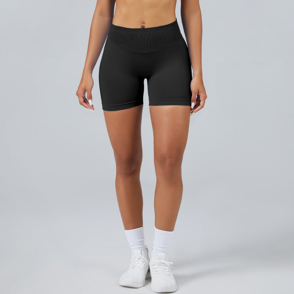 女性用ハイウエストトレーニング用シームレスヨガショーツ