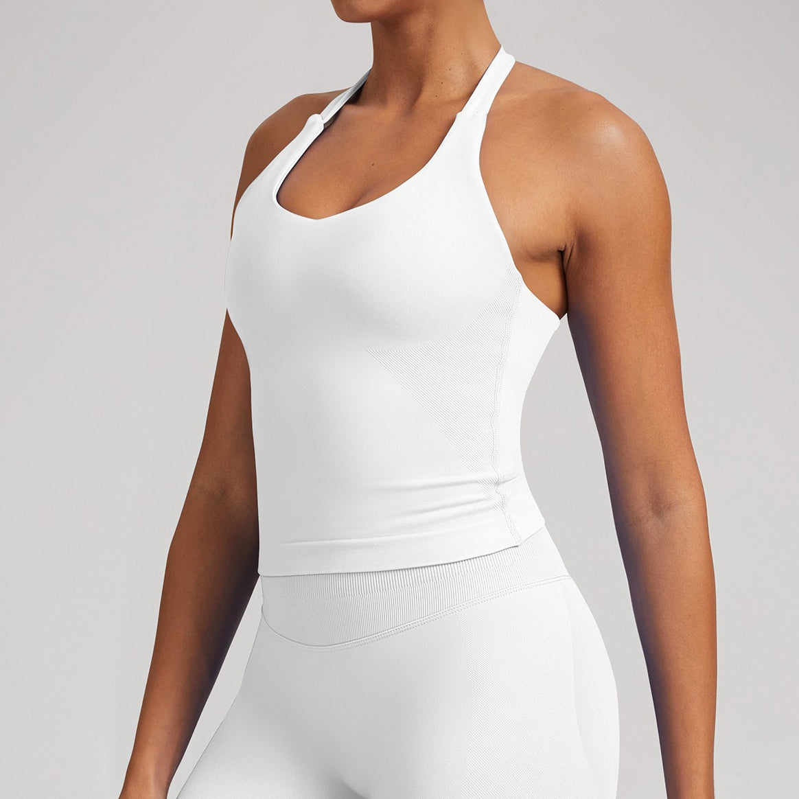 Seamless Yoga Tank Top with Built In Bra Women Halter Neck