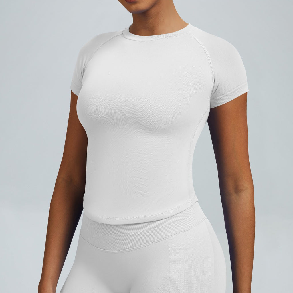 Seamless Short Sleeve Yoga Top Women High Elastic Workout T Shirt