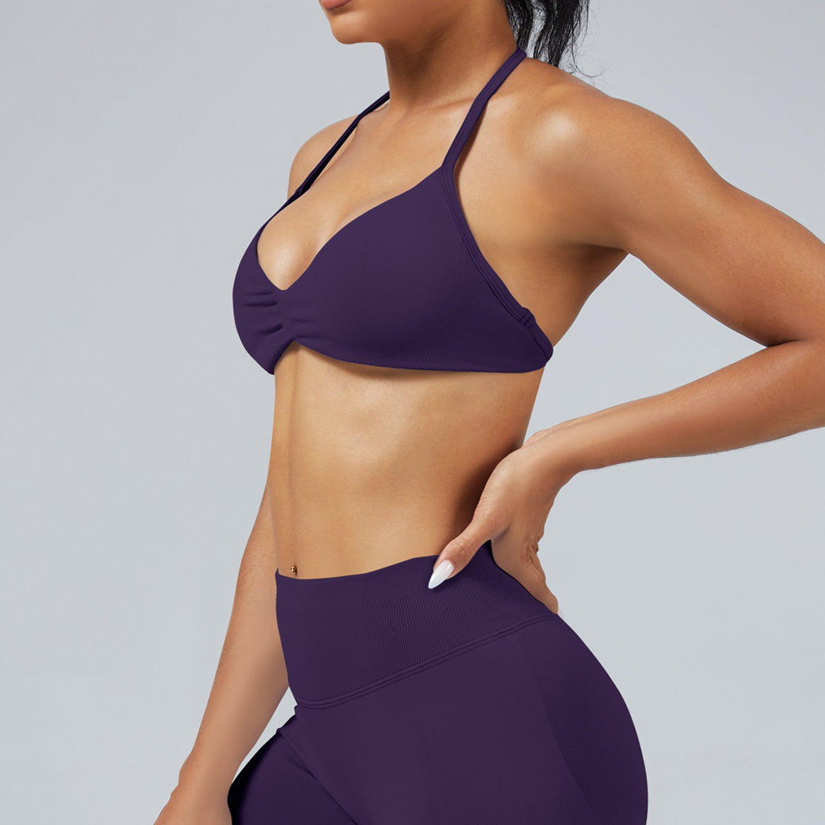 Seamless Halter Yoga Sports Bra High Support for Women