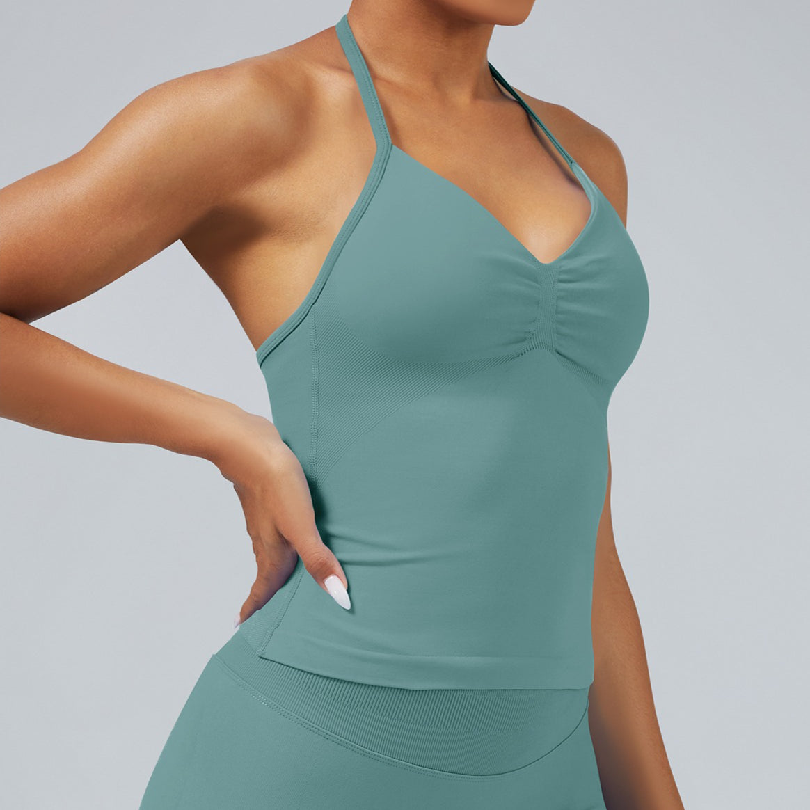 Slim Fit Matte Nylon Workout Tank with Lifted Bust