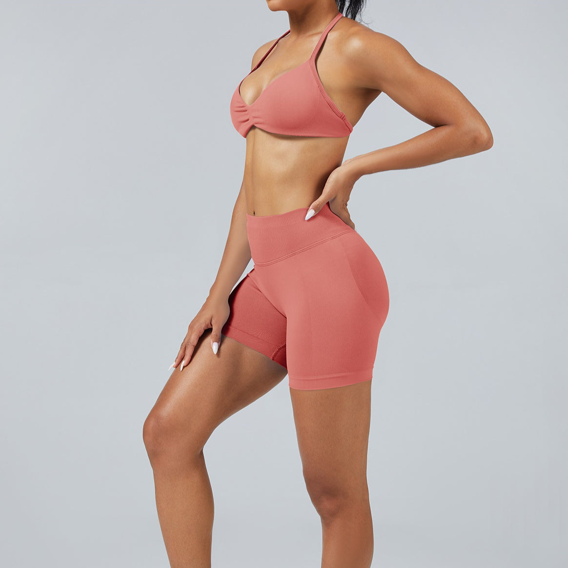 Halter Neck Seamless Sports Bra Yoga Top for Active Women