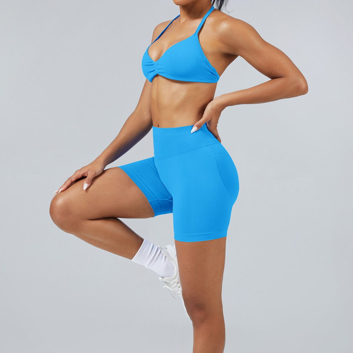 Seamless Matte Halter Yoga Sports Bra High Stretch