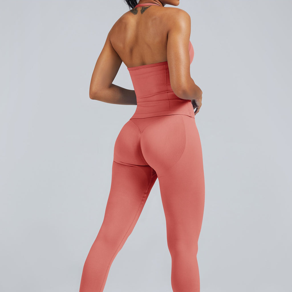 高ストレッチマットナイロンシームレスホルタースポーツヨガトップ