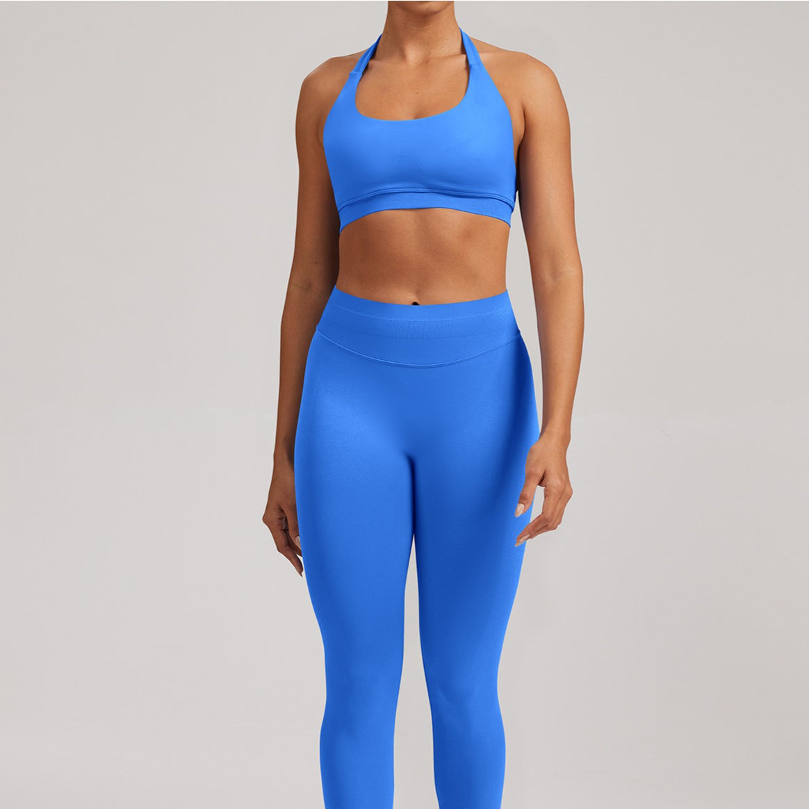 여성용 심리스 홀터넥 백리스 요가 브라