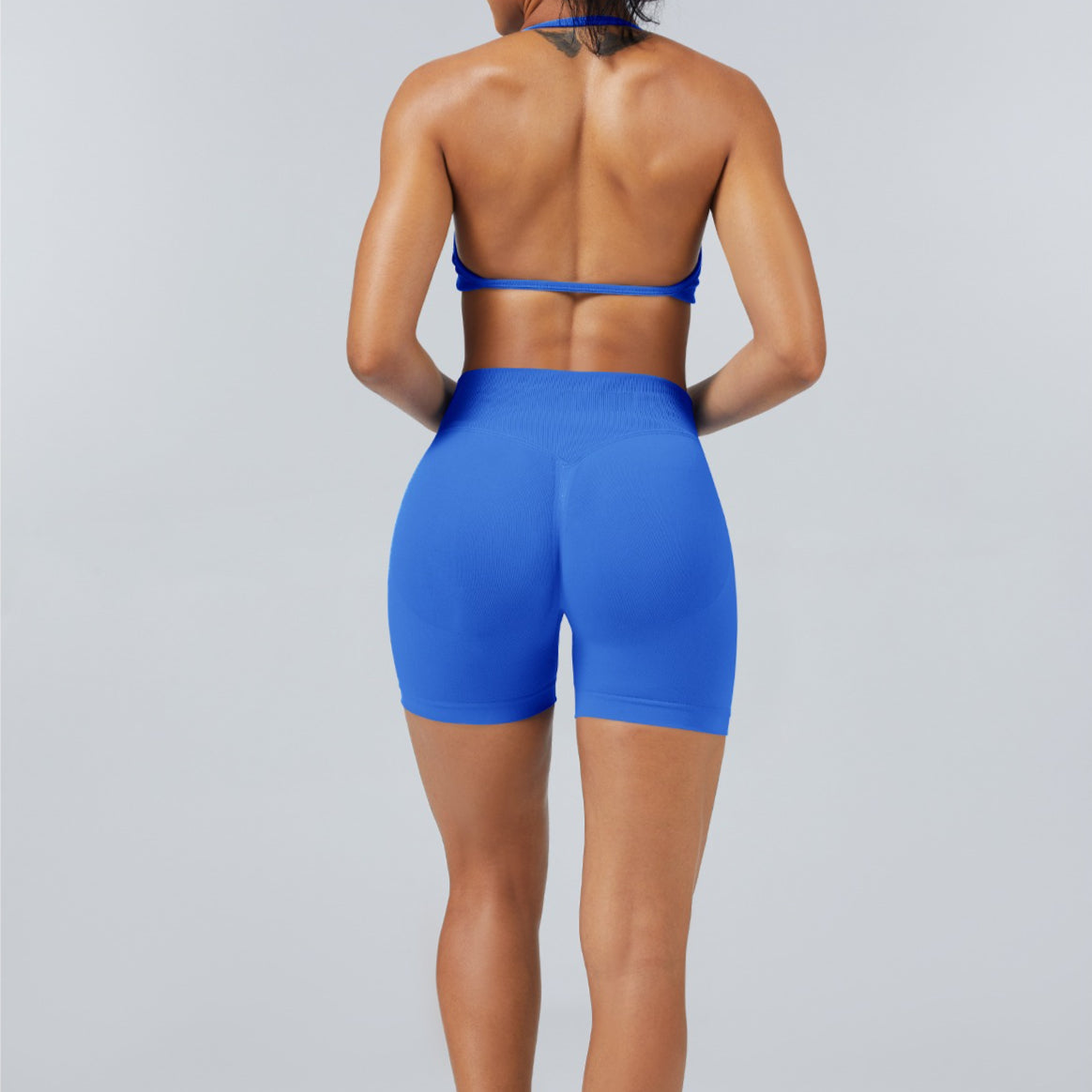 Seamless Halter Neck Yoga Sports Bra Matte Finish