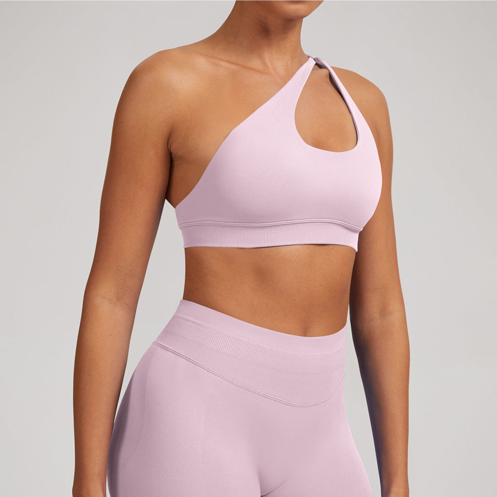 Women’s Backless One Shoulder Workout Bra High Impact Yoga Top