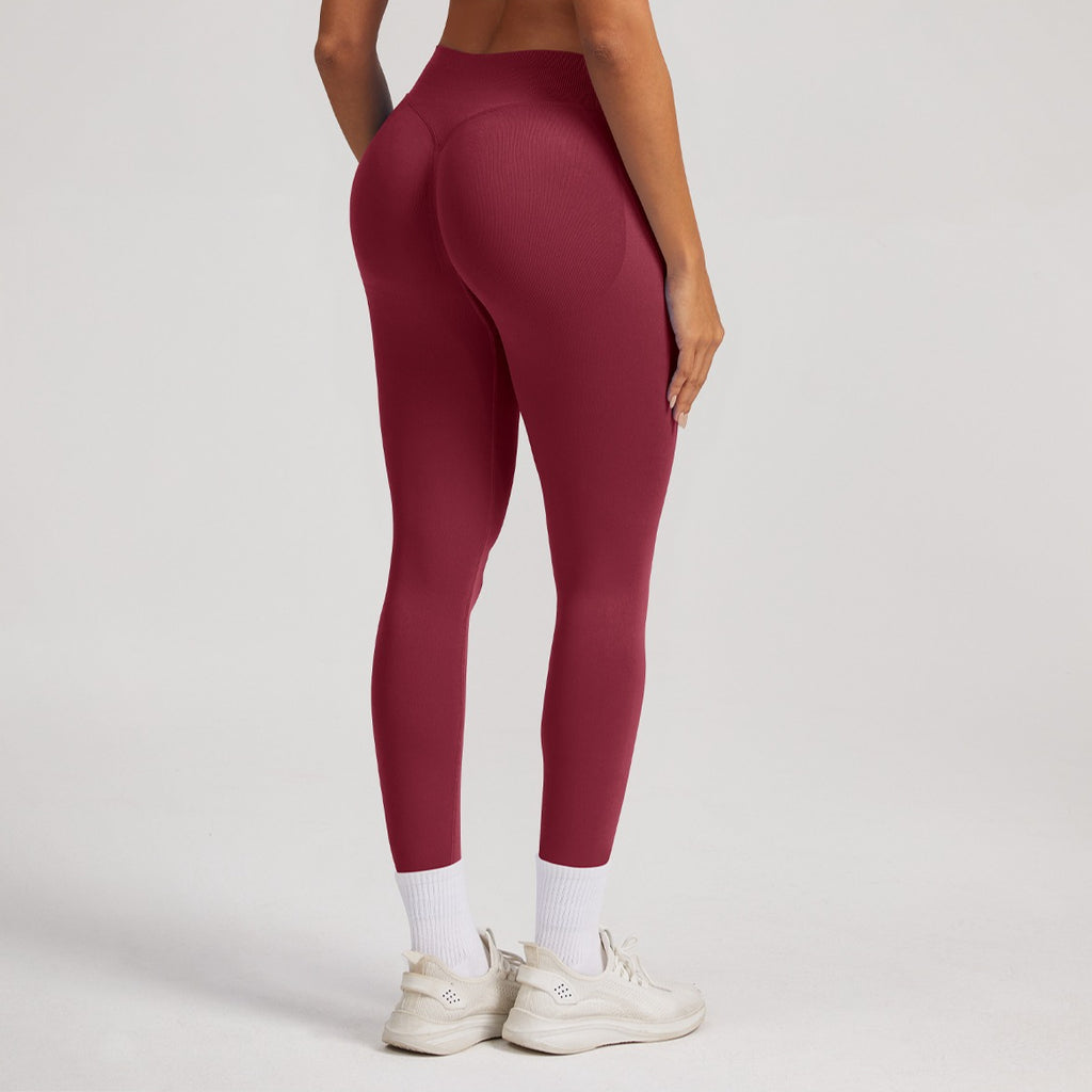 Matte Ribbed Yoga Leggings High Stretch Seamless
