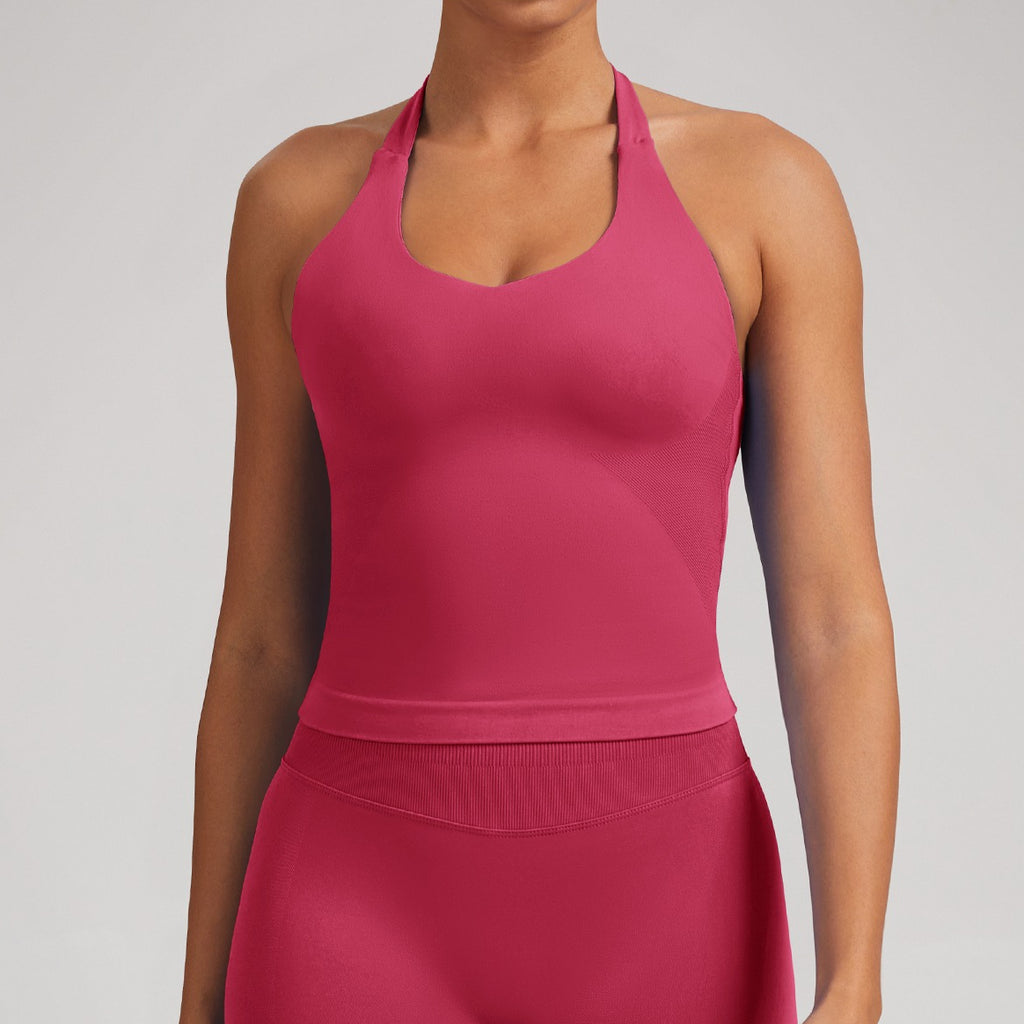 Women’s Seamless Yoga Tank with Built In Bra Gym Top