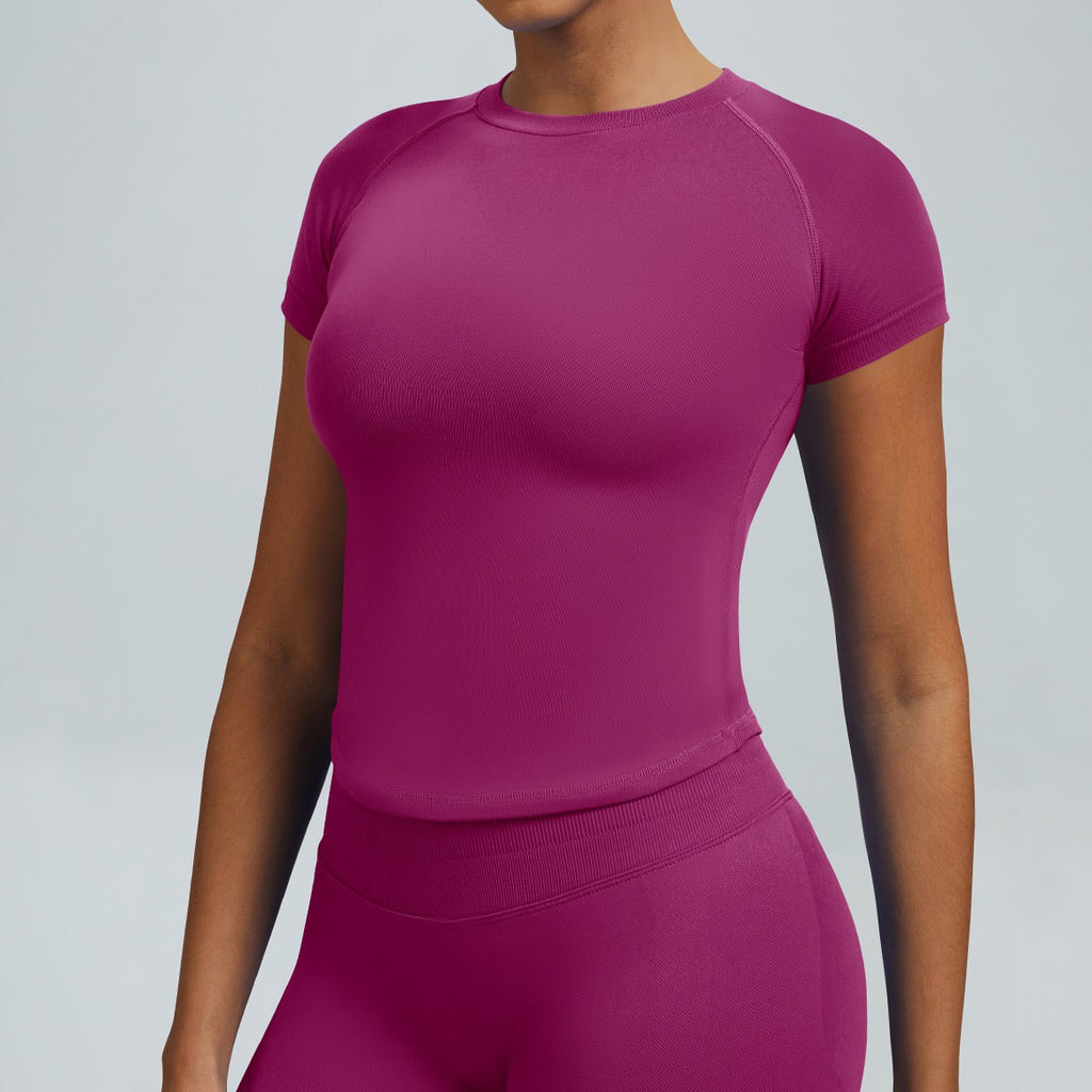 Women’s Seamless Yoga T Shirt Short Sleeve High Elastic Gym Top