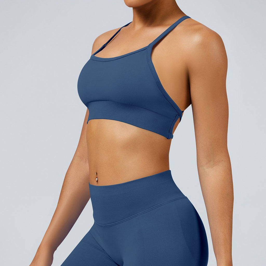 Cross Strap Seamless Sports Bra for Running Fitness Training